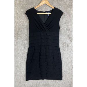 American Living Dress Womens 6 Black Sleeveless Back Zip Layered Stretch- 7327